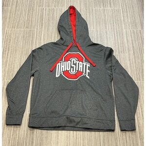 Ohio State Buckeyes Hoodie L Gray Scarlet & Gray NCAA Pullover Fleece Sweatshirt